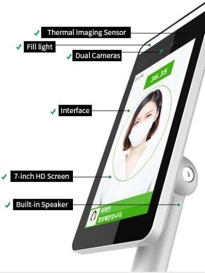 V2L/7インチタブレット型 体表面温度計測・顔認証AIカメラ V2L/7インチタブレット型 体温測定・顔認証AIカメラ